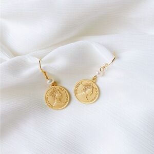Elegant Gold Coin Earrings with Pearl Accents